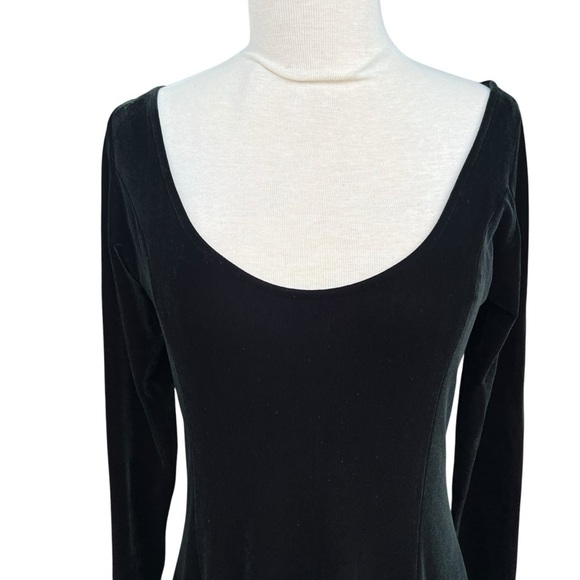 VTG Bruno Duluc Kush Black Velvet Scoop Neck Skater Dress Whimsigoth Witchy XL - Picture 2 of 11